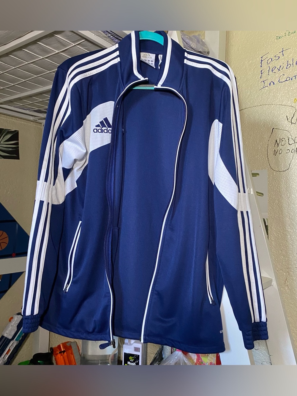 adidas Men's Navy and White Performance Track Jacket